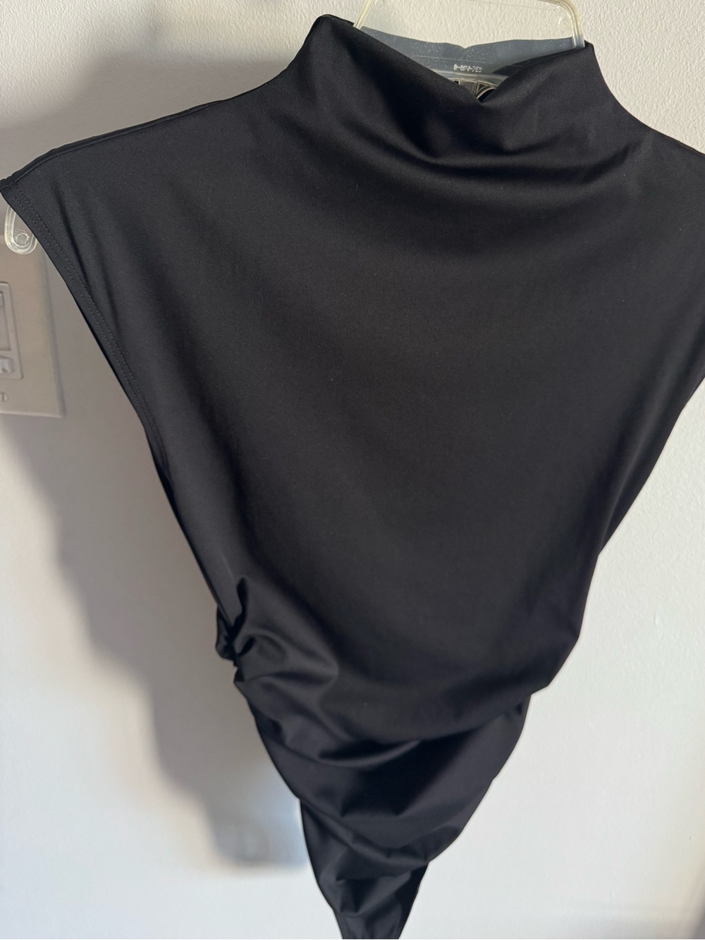 Good American Black Soft Weightless Mock High Neck Ruched Thong Snap Bodysuit XS - Picture 4 of 13